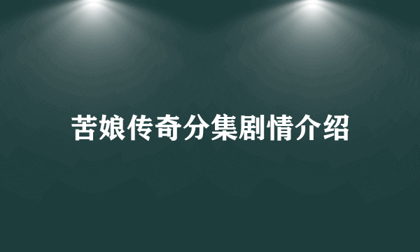 苦娘传奇分集剧情介绍