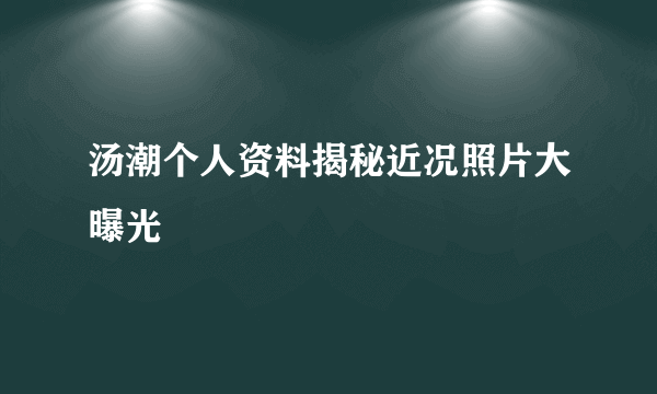 汤潮个人资料揭秘近况照片大曝光