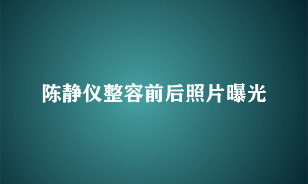 陈静仪整容前后照片曝光