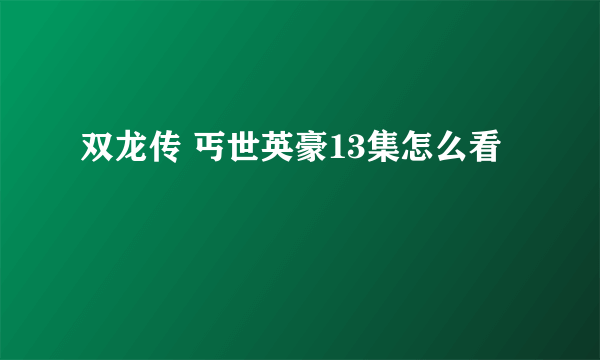 双龙传 丐世英豪13集怎么看