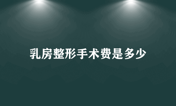 乳房整形手术费是多少