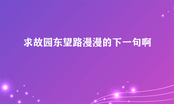 求故园东望路漫漫的下一句啊