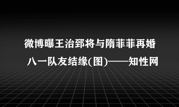 微博曝王治郅将与隋菲菲再婚 八一队友结缘(图)——知性网