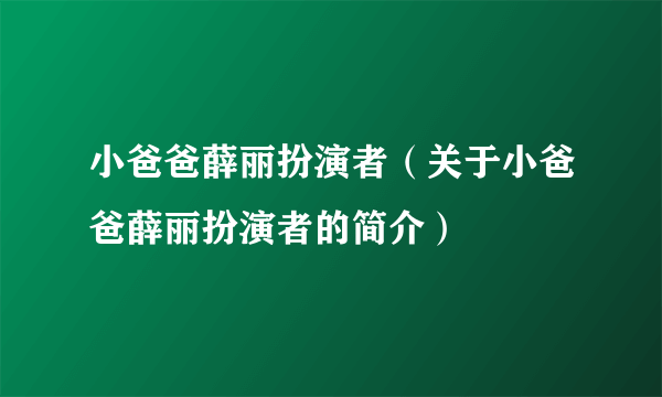 小爸爸薛丽扮演者（关于小爸爸薛丽扮演者的简介）