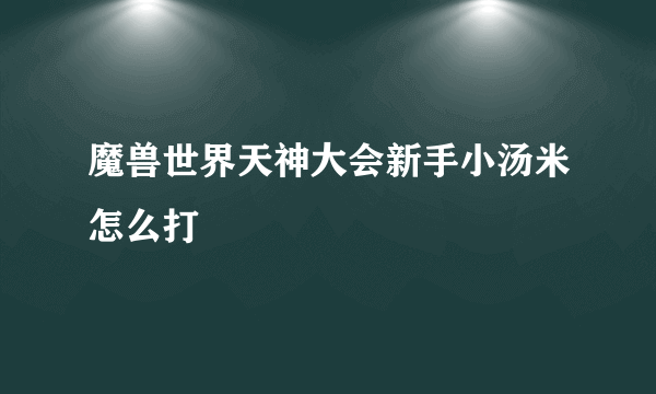 魔兽世界天神大会新手小汤米怎么打