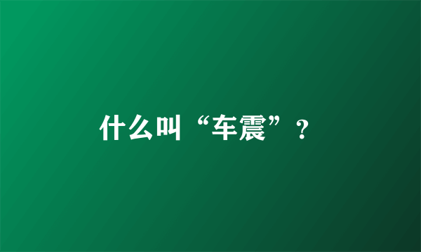 什么叫“车震”？