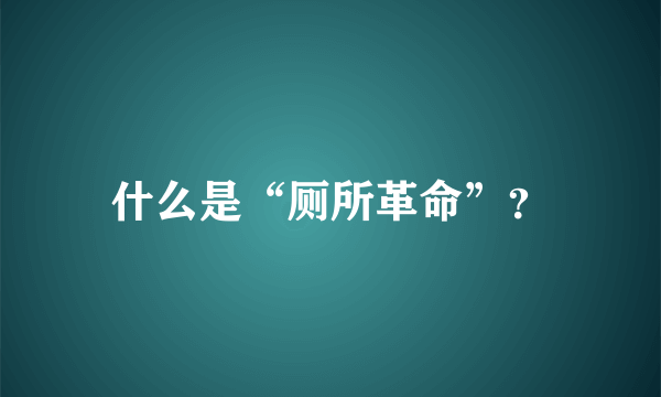 什么是“厕所革命”？