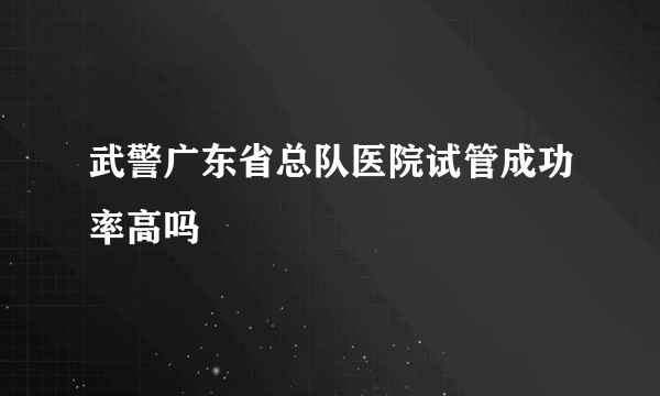 武警广东省总队医院试管成功率高吗