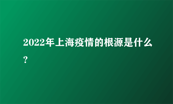 2022年上海疫情的根源是什么?