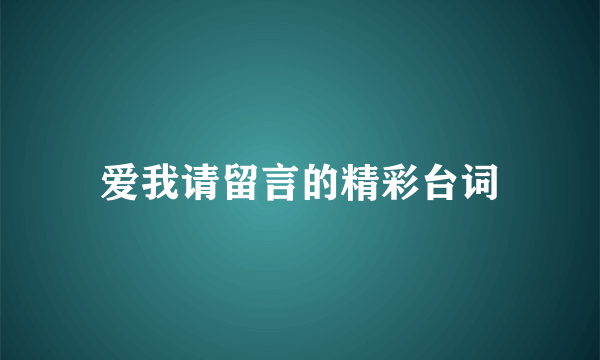 爱我请留言的精彩台词