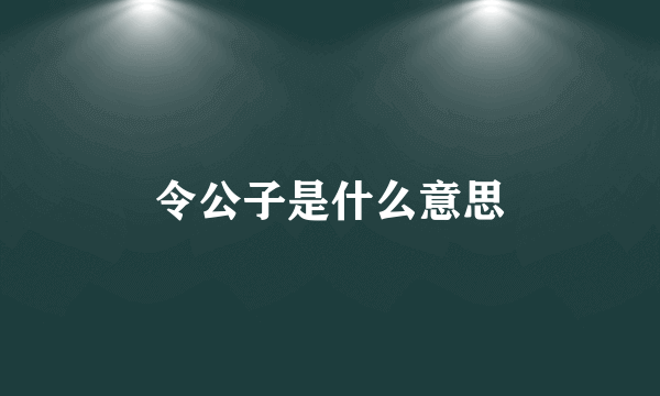 令公子是什么意思