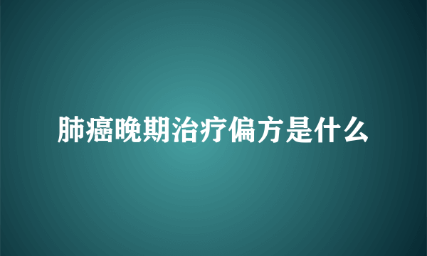 肺癌晚期治疗偏方是什么