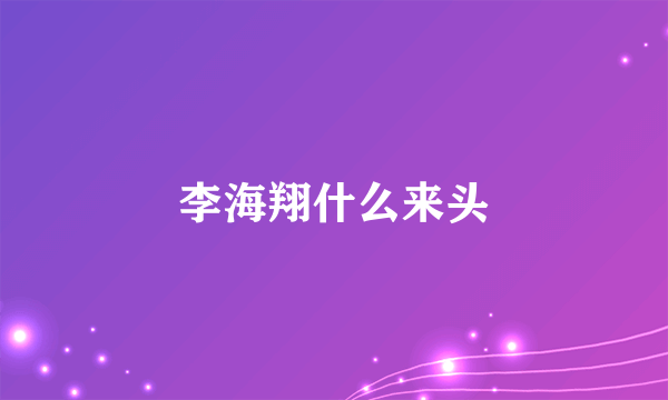 李海翔什么来头