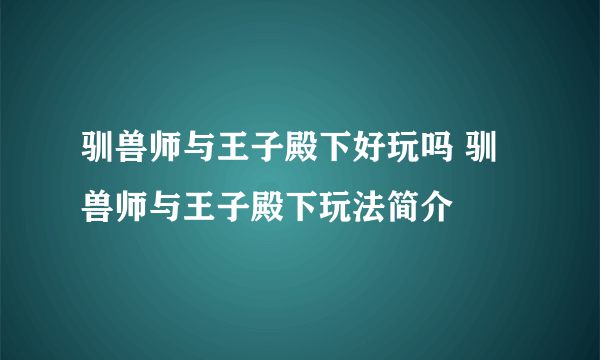 驯兽师与王子殿下好玩吗 驯兽师与王子殿下玩法简介