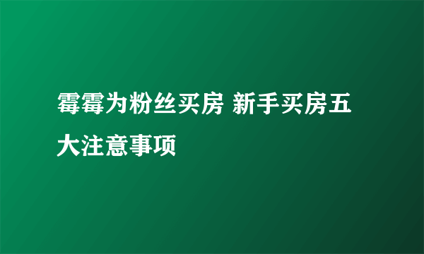 霉霉为粉丝买房 新手买房五大注意事项