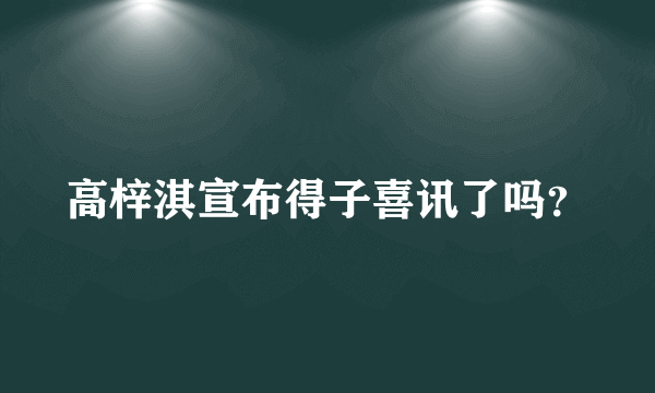 高梓淇宣布得子喜讯了吗？