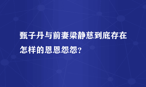 甄子丹与前妻梁静慈到底存在怎样的恩恩怨怨？