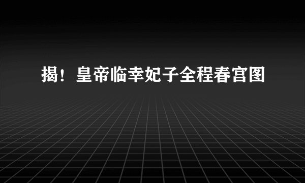 揭！皇帝临幸妃子全程春宫图