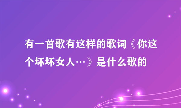 有一首歌有这样的歌词《你这个坏坏女人…》是什么歌的