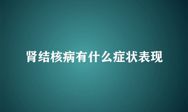 肾结核病有什么症状表现