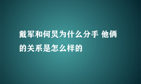 戴军和何炅为什么分手 他俩的关系是怎么样的