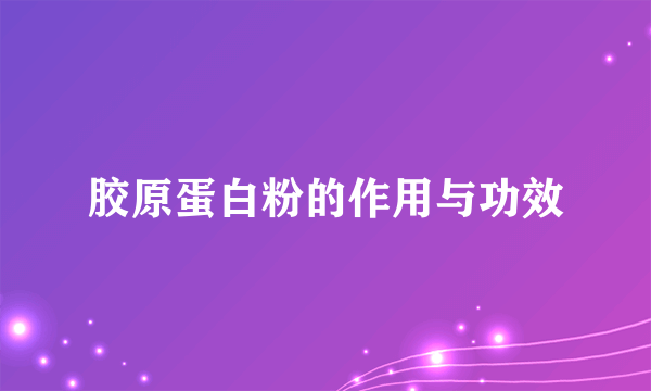 胶原蛋白粉的作用与功效