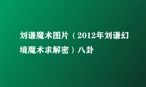 刘谦魔术图片（2012年刘谦幻境魔术求解密）八卦