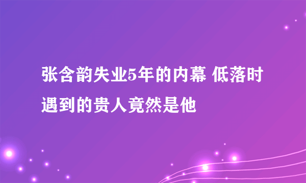 张含韵失业5年的内幕 低落时遇到的贵人竟然是他