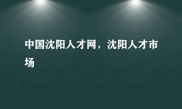 中国沈阳人才网，沈阳人才市场