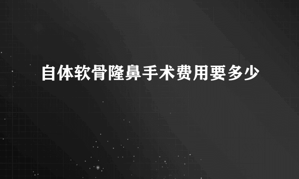 自体软骨隆鼻手术费用要多少