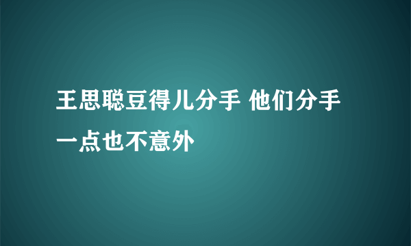 王思聪豆得儿分手 他们分手一点也不意外