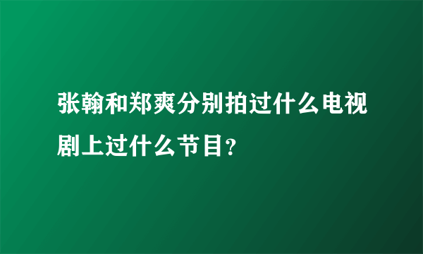 张翰和郑爽分别拍过什么电视剧上过什么节目？