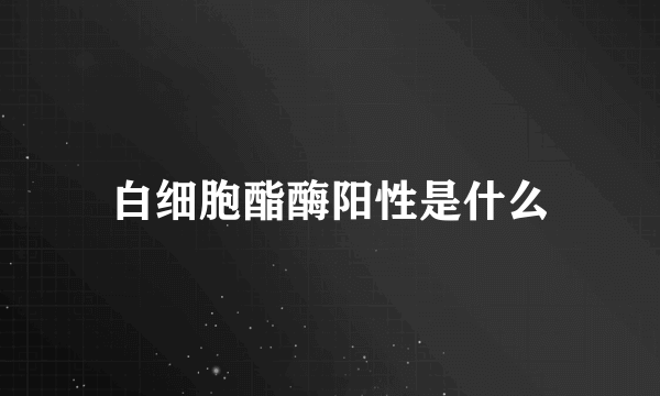 白细胞酯酶阳性是什么