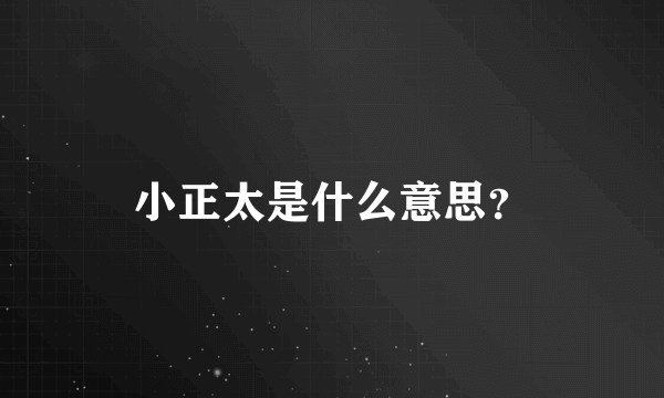 小正太是什么意思？