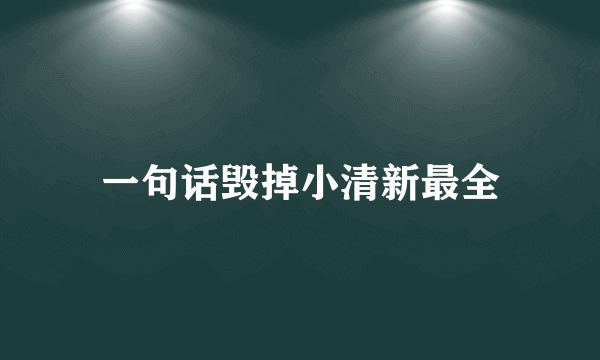 一句话毁掉小清新最全