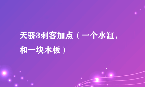 天骄3刺客加点（一个水缸，和一块木板）