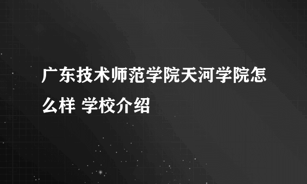 广东技术师范学院天河学院怎么样 学校介绍