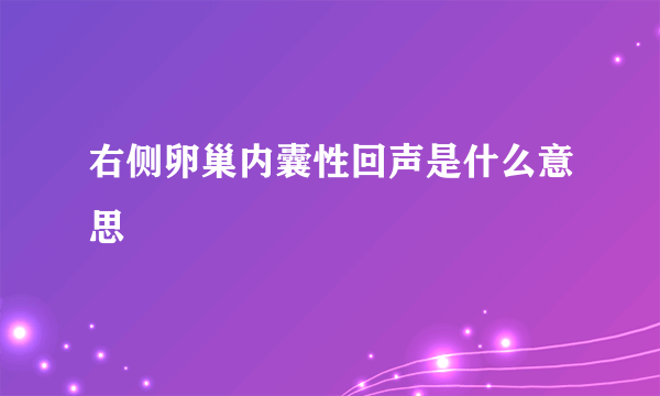 右侧卵巢内囊性回声是什么意思