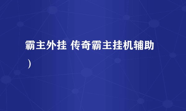 霸主外挂 传奇霸主挂机辅助）