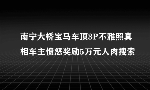 南宁大桥宝马车顶3P不雅照真相车主愤怒奖励5万元人肉搜索