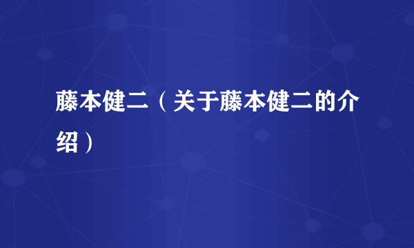 藤本健二（关于藤本健二的介绍）