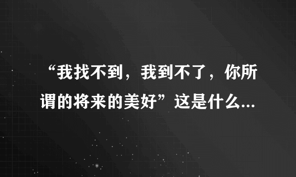 “我找不到，我到不了，你所谓的将来的美好”这是什么歌？歌词？