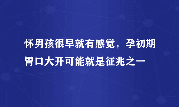 怀男孩很早就有感觉，孕初期胃口大开可能就是征兆之一