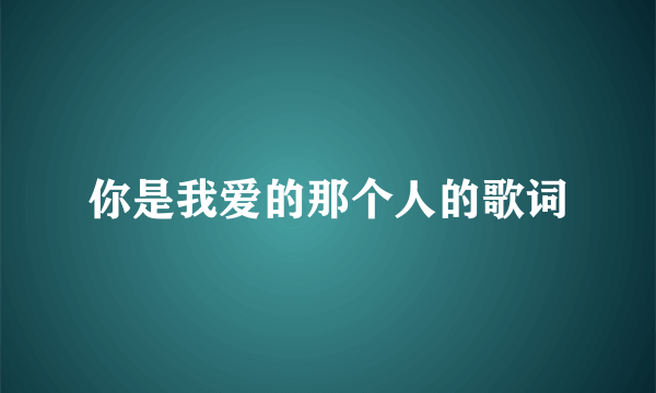 你是我爱的那个人的歌词