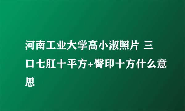 河南工业大学高小淑照片 三口七肛十平方+臀印十方什么意思