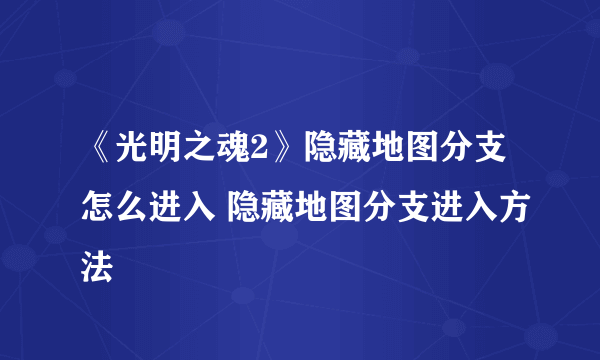 《光明之魂2》隐藏地图分支怎么进入 隐藏地图分支进入方法