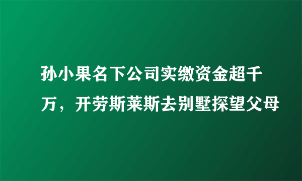 孙小果名下公司实缴资金超千万，开劳斯莱斯去别墅探望父母