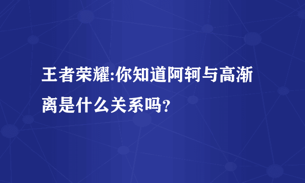 王者荣耀:你知道阿轲与高渐离是什么关系吗？