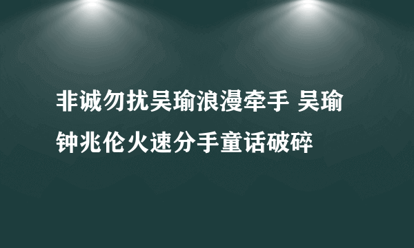 非诚勿扰吴瑜浪漫牵手 吴瑜钟兆伦火速分手童话破碎