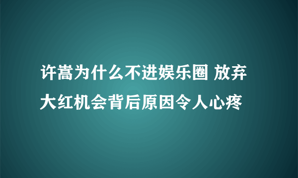 许嵩为什么不进娱乐圈 放弃大红机会背后原因令人心疼